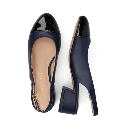 Journee SAMMIE BLOCK HEELS IN WIDE - Navy PU