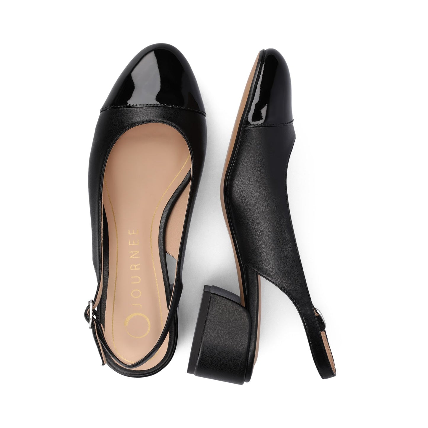Journee SAMMIE BLOCK HEELS IN WIDE - Black PU