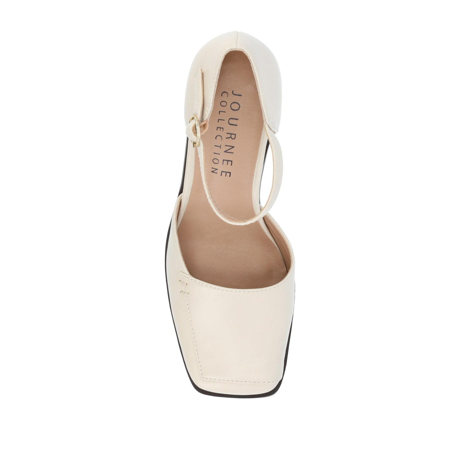 Journee EVANGELINE VEGAN LEATHER HEELS IN WIDE - Beige PU