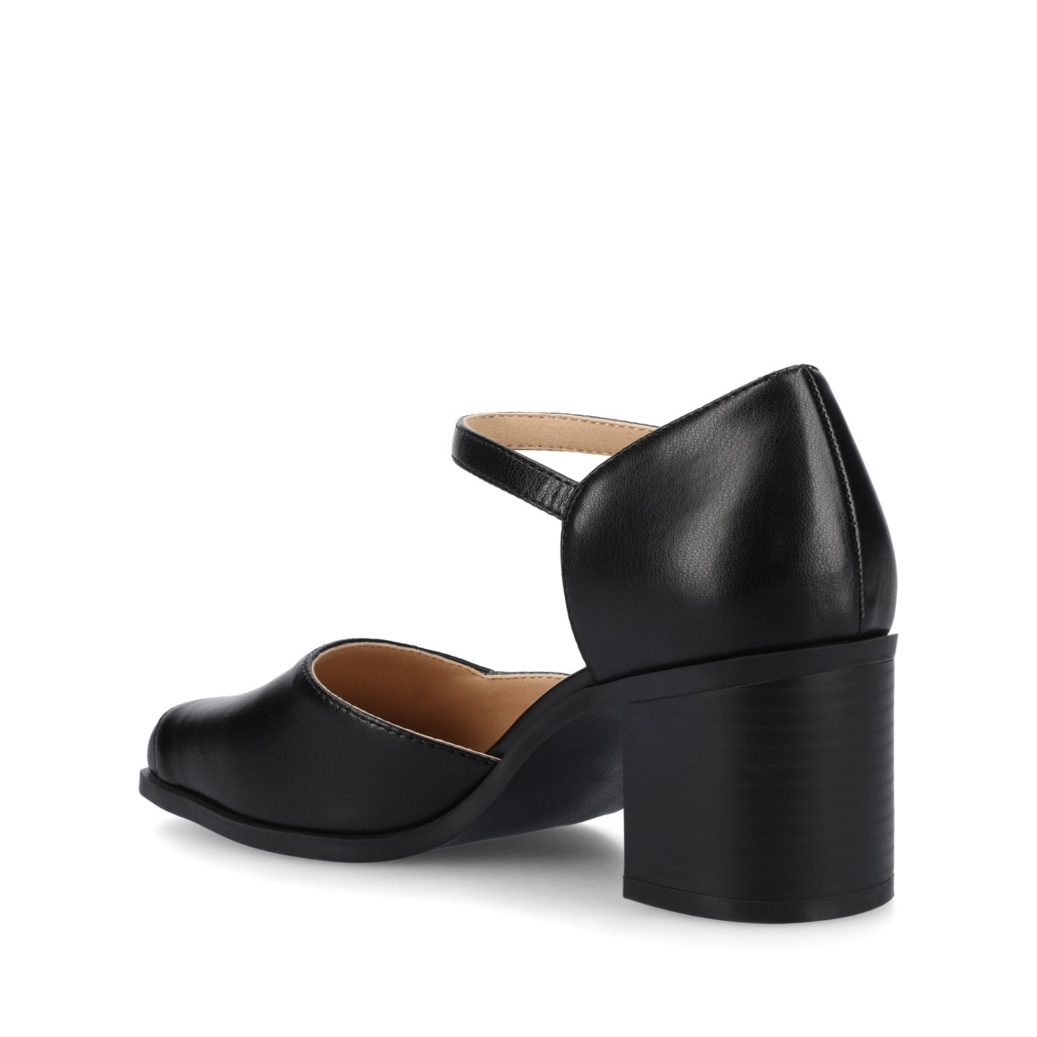 Journee EVANGELINE VEGAN LEATHER HEELS IN WIDE - Black PU