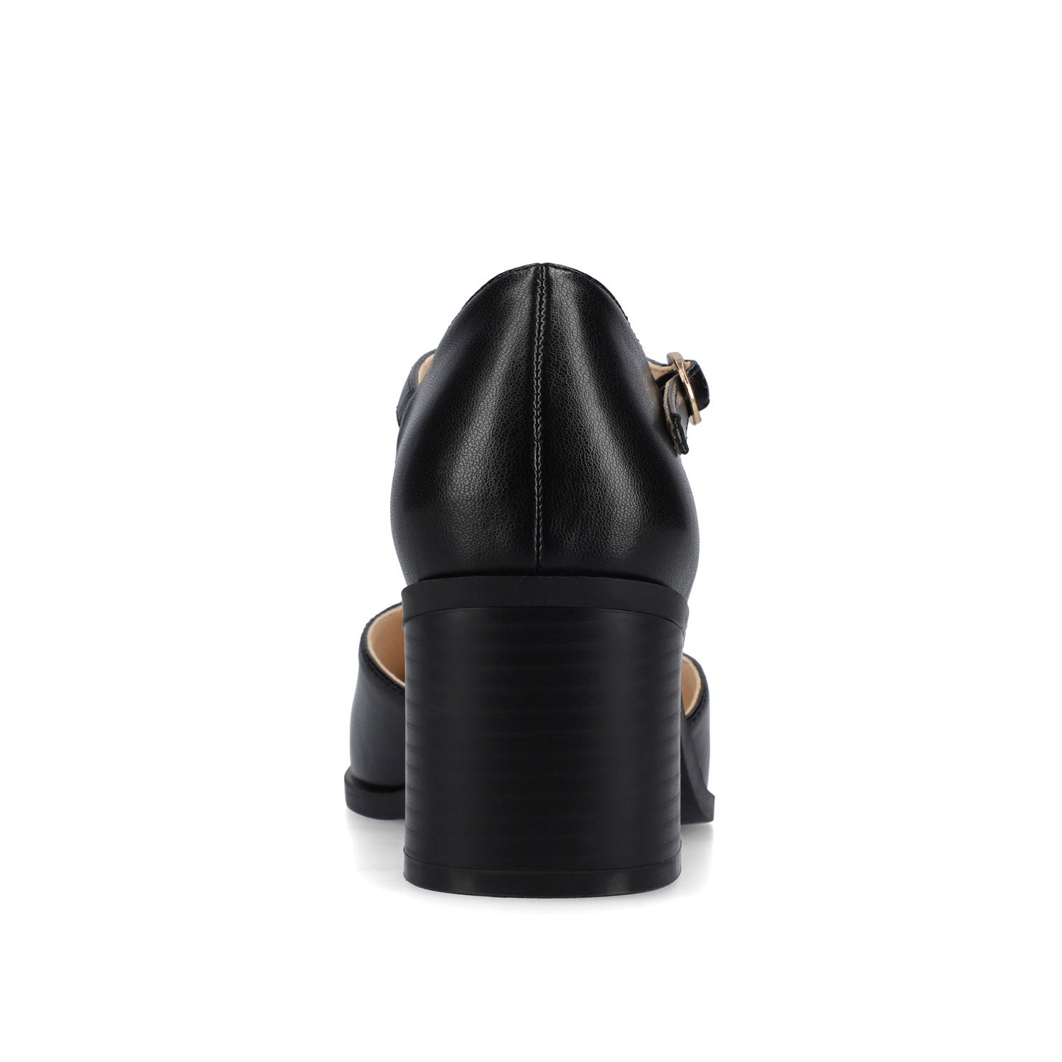 Journee EVANGELINE VEGAN LEATHER HEELS IN WIDE - Black PU