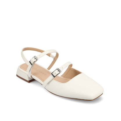 Journee GRETCHENN HEELED FLATS IN VEGAN LEATHER IN WIDE - White PU