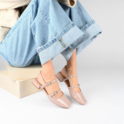 Journee GRETCHENN HEELED FLATS IN PATENT IN WIDE - Wine
