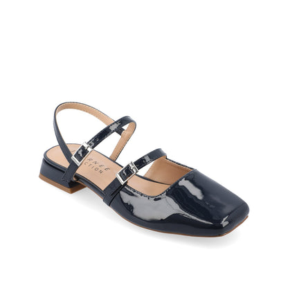Journee GRETCHENN HEELED FLATS IN PATENT IN WIDE - Navy Nubuck