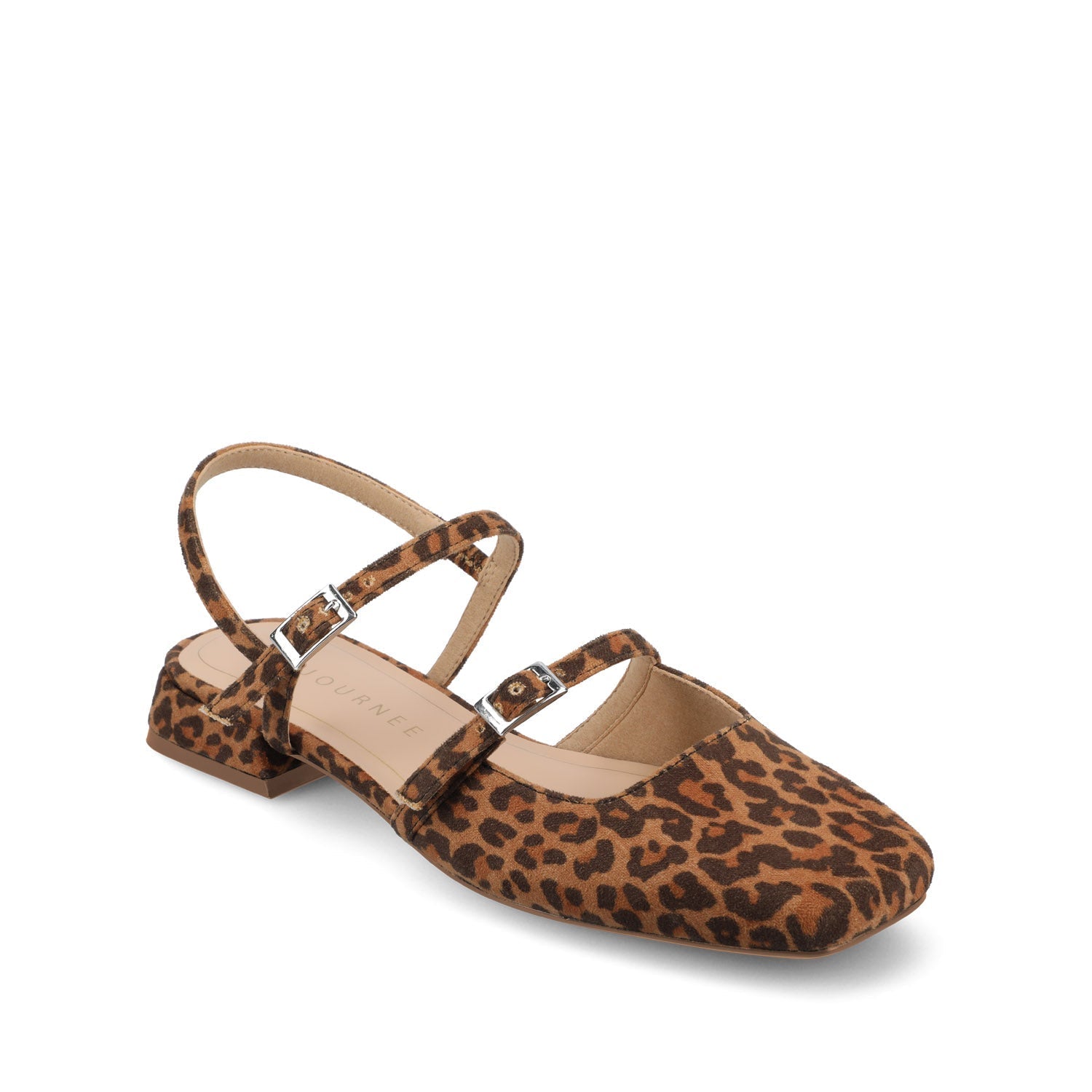 Journee GRETCHENN HEELED FLATS IN VEGAN LEATHER IN WIDE - Leopard/Camel