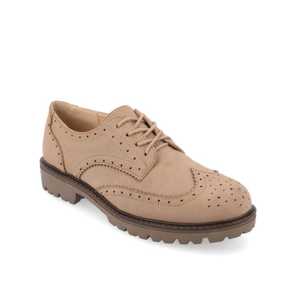 Journee CLAUDIYA OXFORD LOAFER FLATS IN WIDE - Taupe Suede