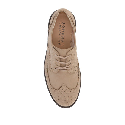 Journee CLAUDIYA OXFORD LOAFER FLATS IN WIDE - Taupe Suede