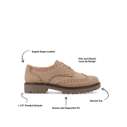 Journee CLAUDIYA OXFORD LOAFER FLATS IN WIDE - Taupe Suede