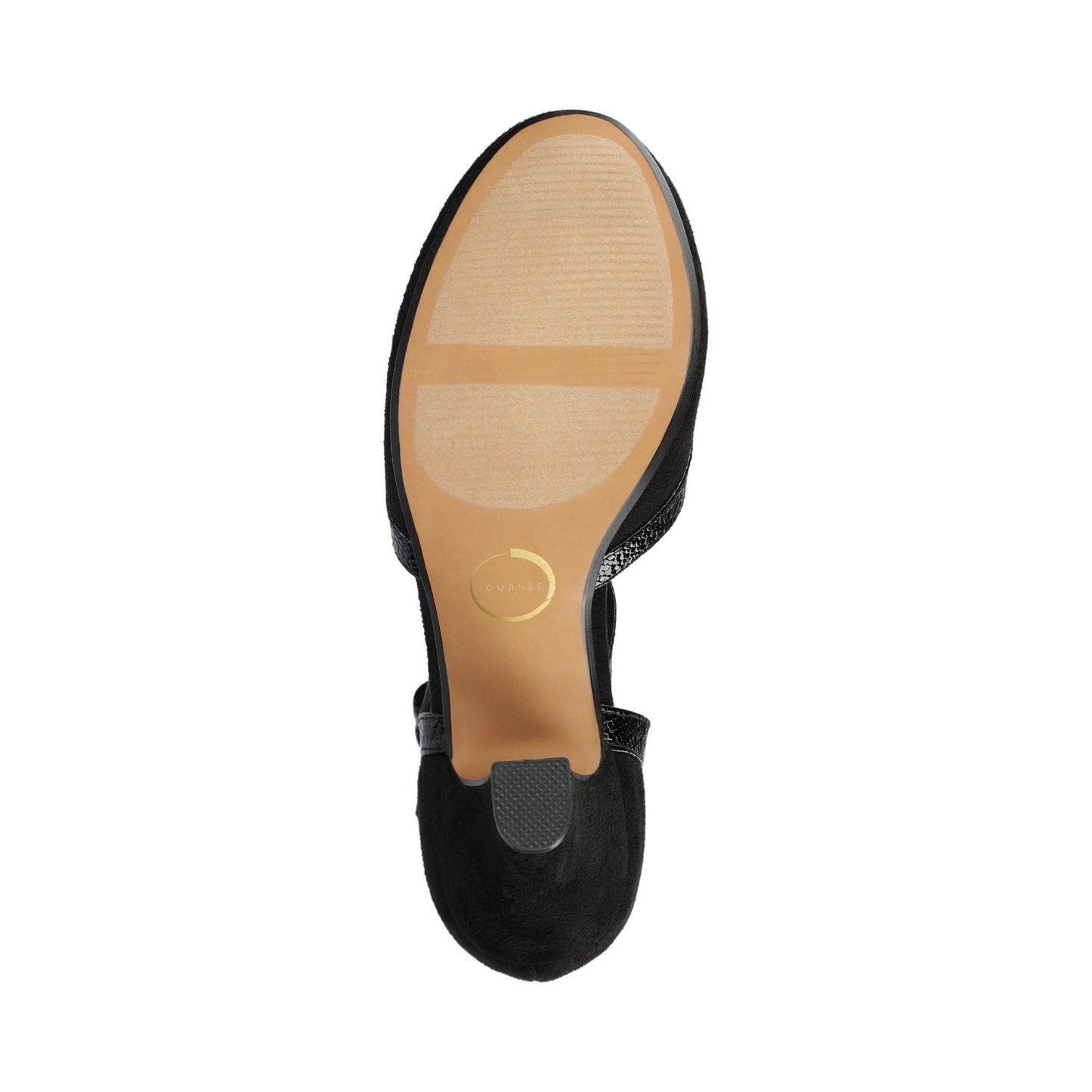 Journee OLINA T-STRAP PUMP HEELS IN VEGAN LEATHER - Black Suede