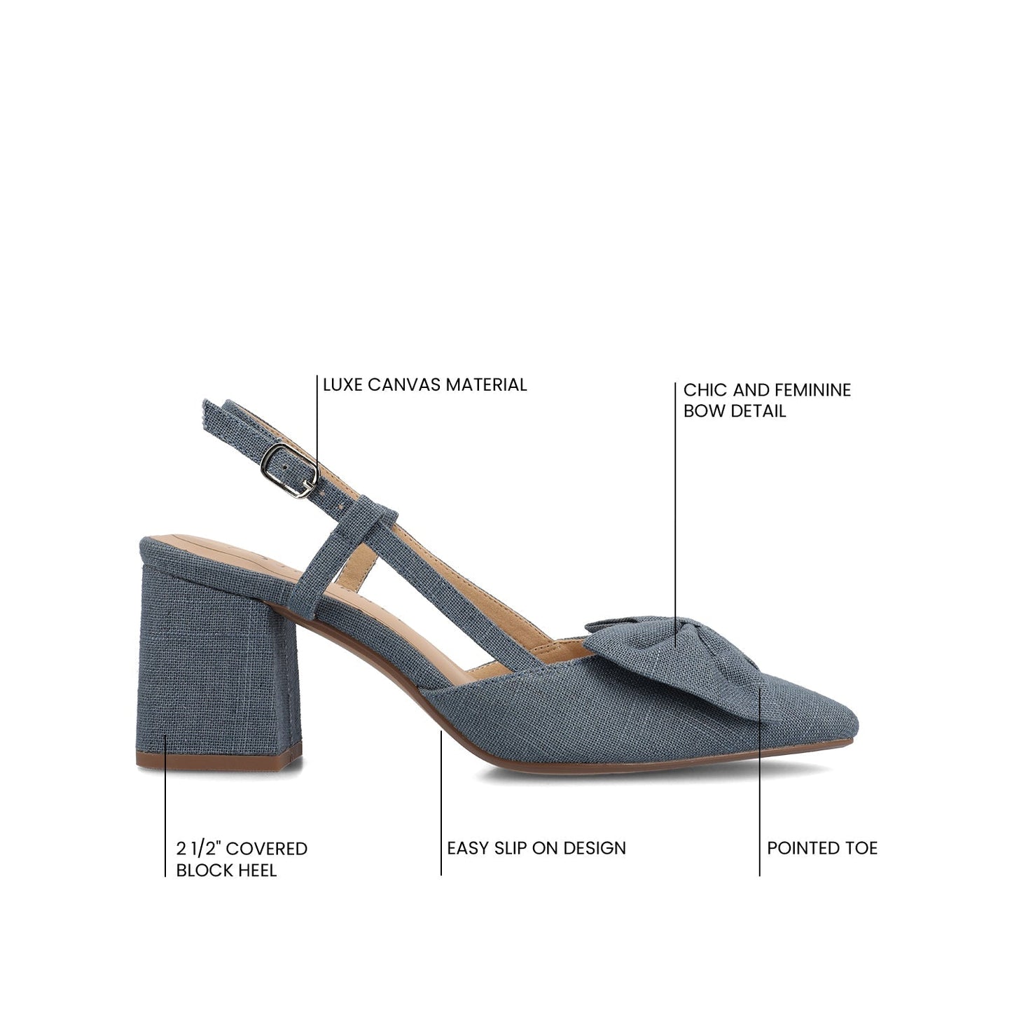 Journee TAILYNN SLINGBACK BLOCK HEELS IN STATEMENT IN WIDE - Denim