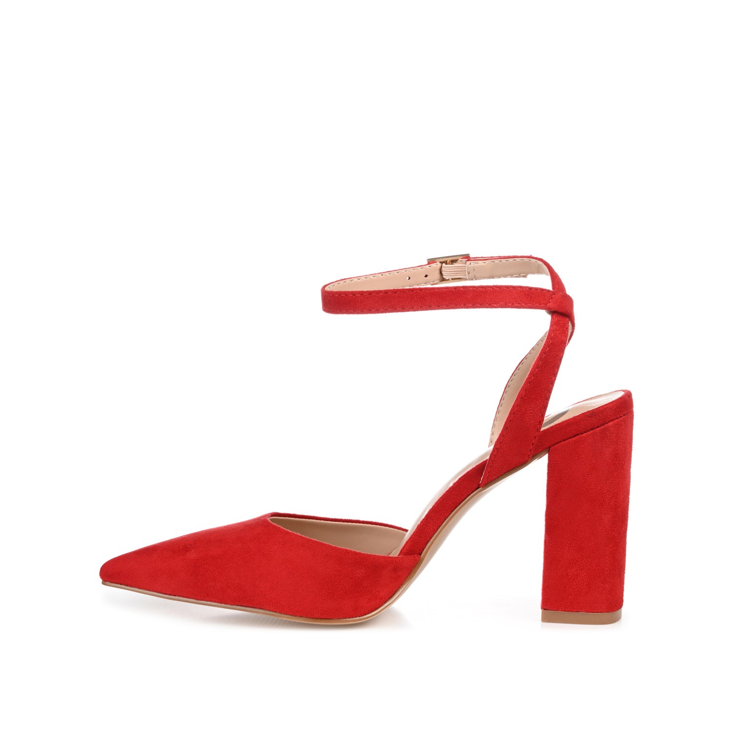 Journee TYYRA BLOCK HEELS IN FAUX SUEDE IN WIDE - Red