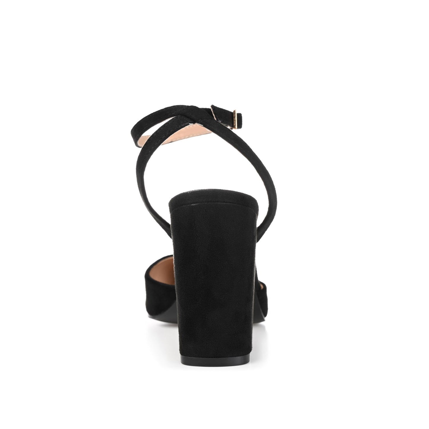 Journee TYYRA BLOCK HEELS IN FAUX SUEDE IN WIDE - Black PU