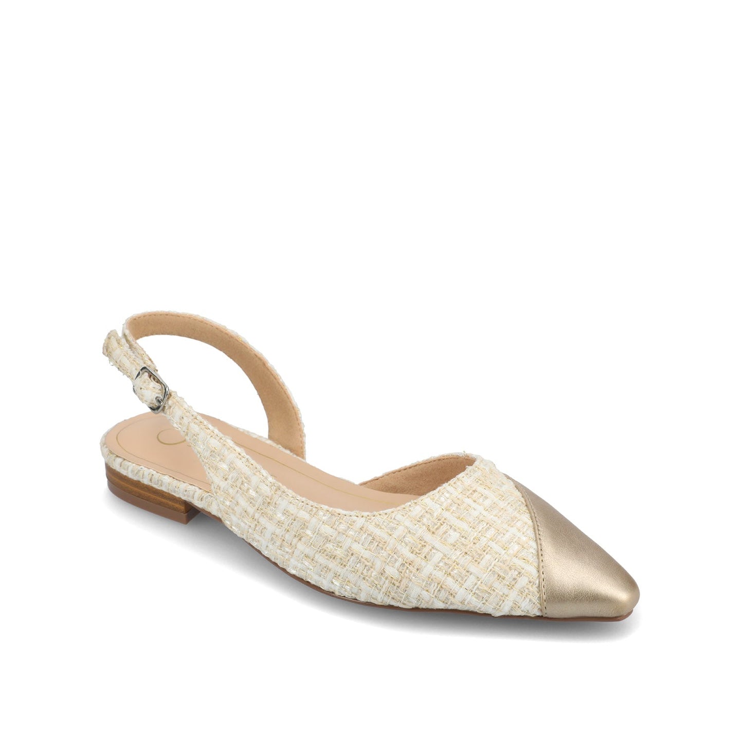 Journee DAPHNNE BALLET FLATS IN TWEED FABRIC IN WIDE - Champagne