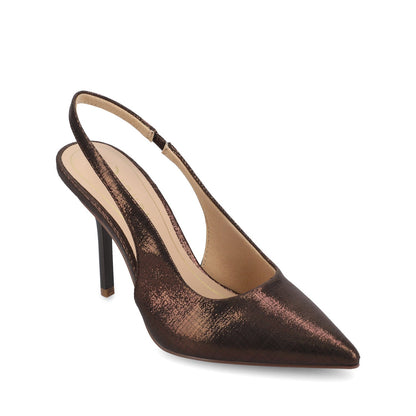 Journee ELENNEY SLINGBACK STILETTO HEELS IN STATEMENT IN WIDE - Chocolate