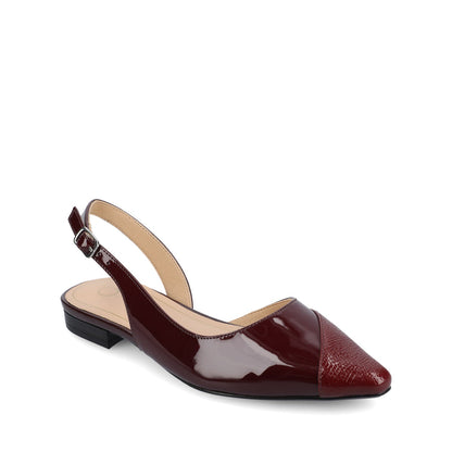 Journee DAPHNNE BALLET FLATS IN TWEED FABRIC STATEMENT IN WIDE - Oxblood Nubuc