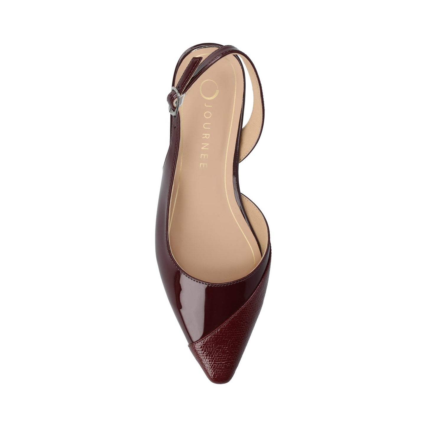 Journee DAPHNNE BALLET FLATS IN TWEED FABRIC STATEMENT IN WIDE - Oxblood Nubuc
