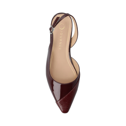Journee DAPHNNE BALLET FLATS IN TWEED FABRIC STATEMENT IN WIDE - Oxblood Nubuc