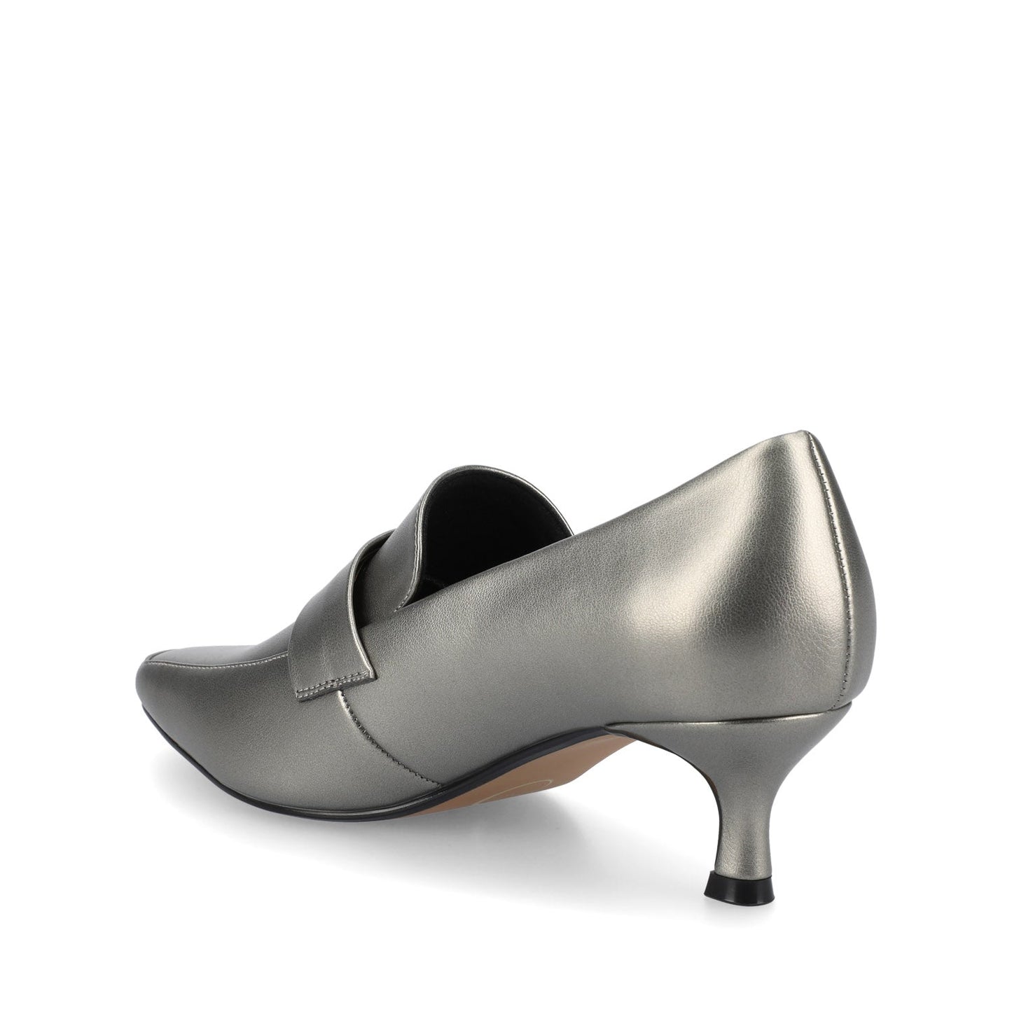 Journee CELINA KITTEN LOAFER HEELS IN CROCO STATEMENT WIDE - Pewter