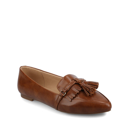 Journee JANNAH TASSEL LOAFER FLATS IN WIDE - Cognac