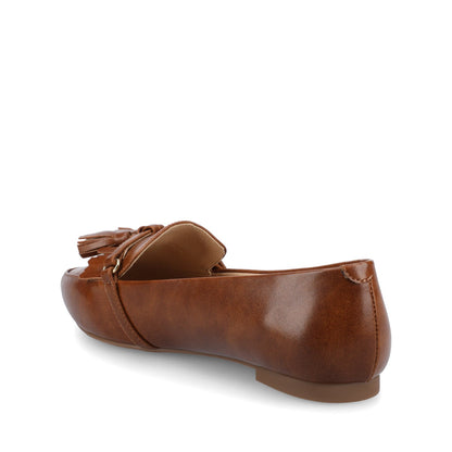 Journee JANNAH TASSEL LOAFER FLATS IN WIDE - Cognac