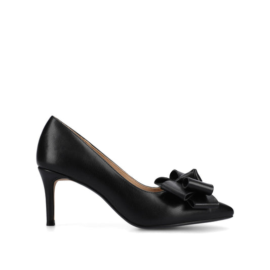 Journee CRYSTOL STILETTO PUMP HEELS IN VEGAN LEATHER IN WIDE - Black