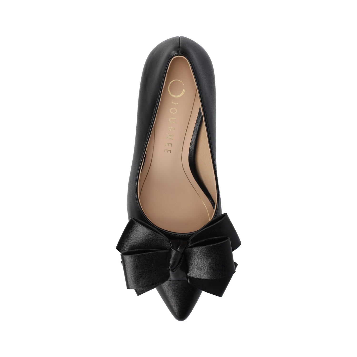 Journee CRYSTOL STILETTO PUMP HEELS IN VEGAN LEATHER IN WIDE - Black