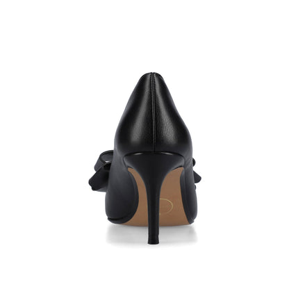 Journee CRYSTOL STILETTO PUMP HEELS IN VEGAN LEATHER IN WIDE - Black
