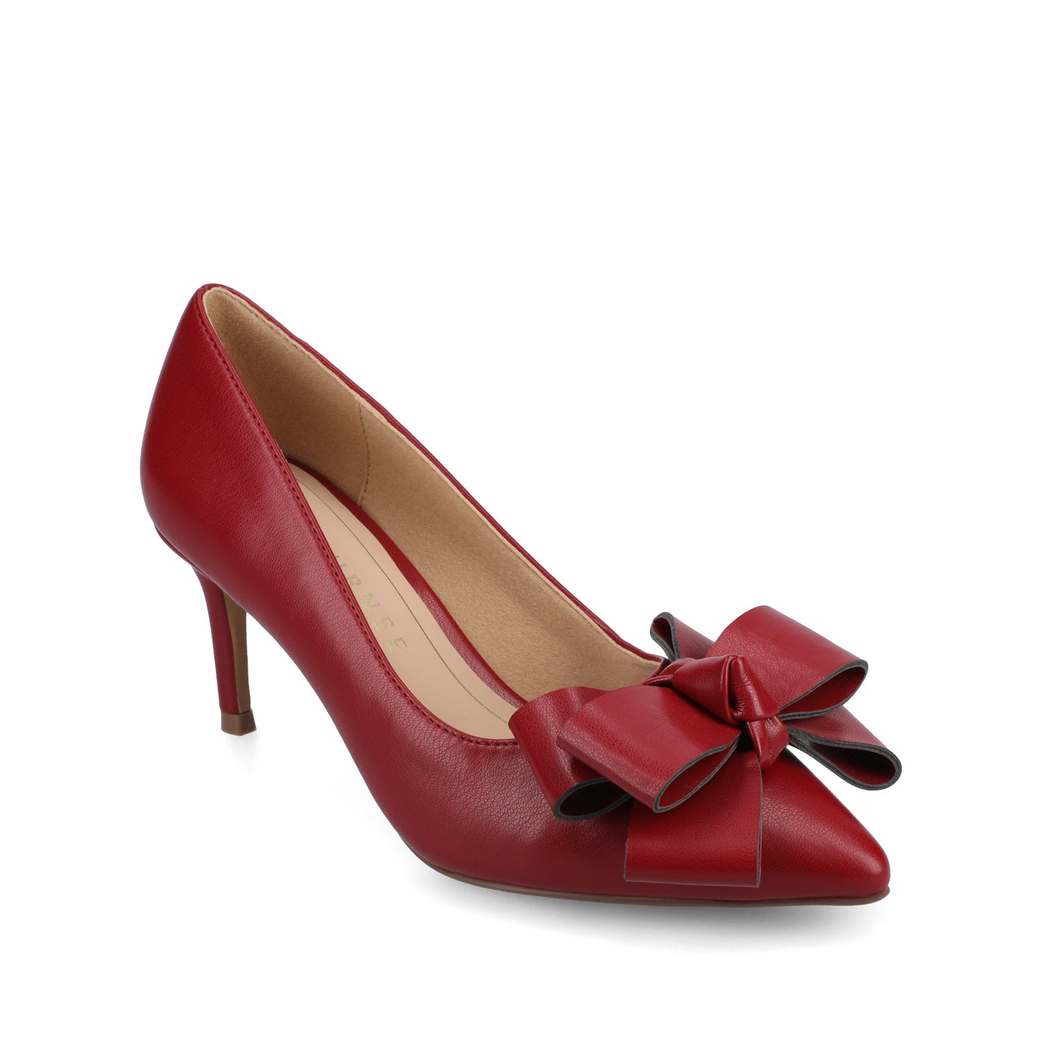 Journee CRYSTOL STILETTO PUMP HEELS IN VEGAN LEATHER IN WIDE - Cranberry