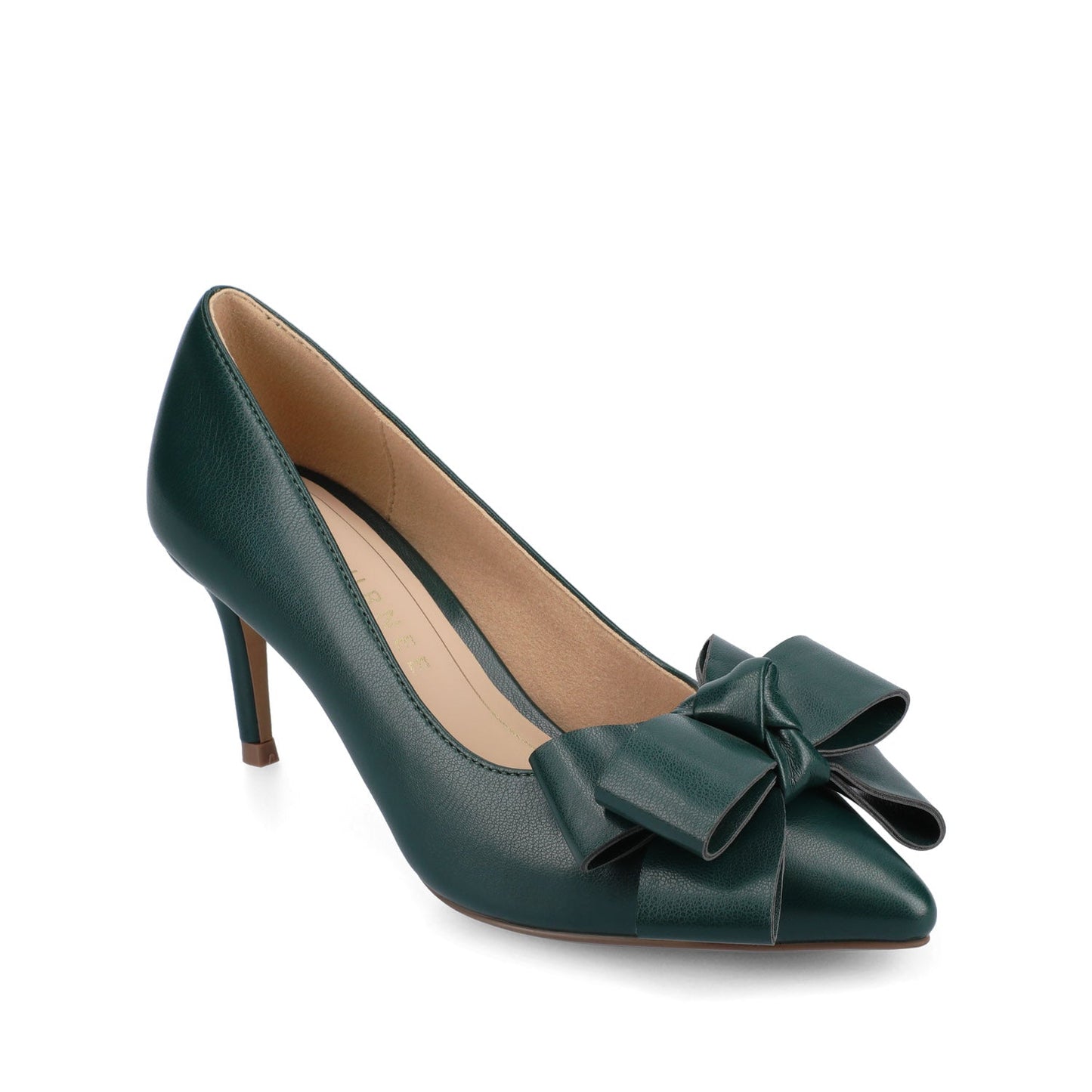 Journee CRYSTOL STILETTO PUMP HEELS IN VEGAN LEATHER IN WIDE - Pine