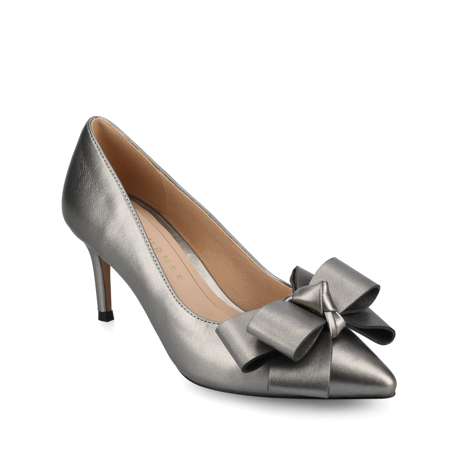 Journee CRYSTOL STILETTO PUMP HEELS IN VEGAN LEATHER IN WIDE - Pewter