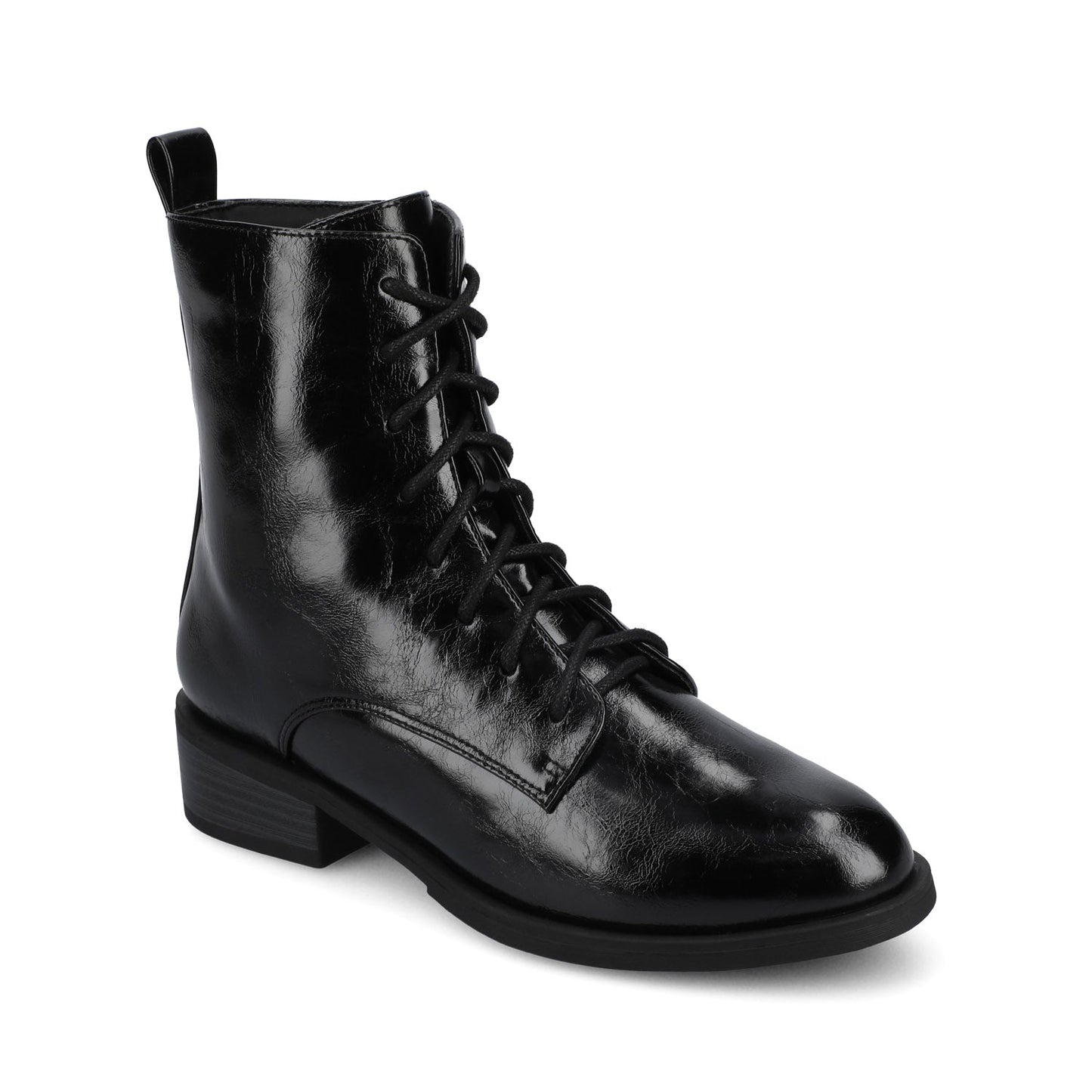 Journee VIENNA COMBAT BOOTIES IN WIDE - Crinkle/Black
