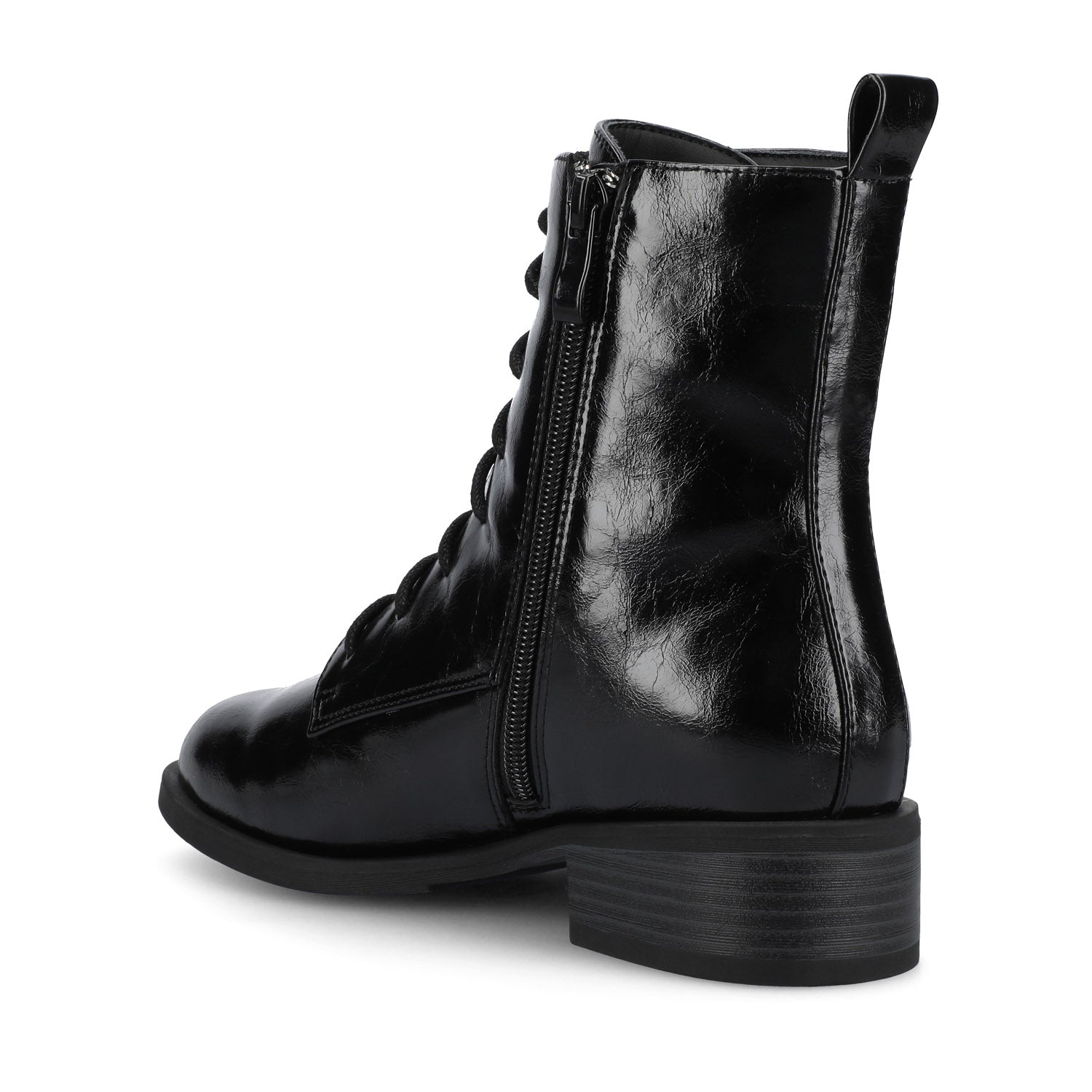 Journee VIENNA COMBAT BOOTIES IN WIDE - Crinkle/Black