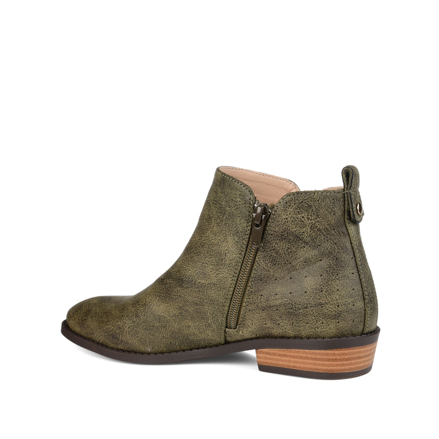 Journee ELLIS ZIP UP VEGAN LEATHER BOOTIES IN WIDE - Olive
