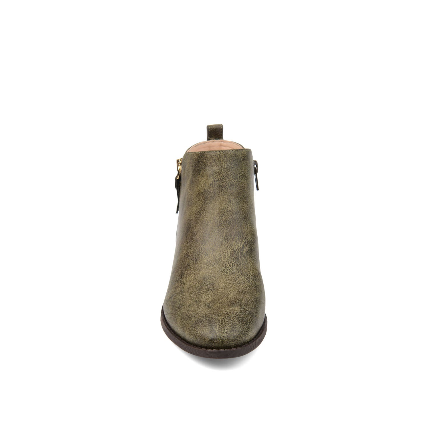 Journee ELLIS ZIP UP VEGAN LEATHER BOOTIES IN WIDE - Olive