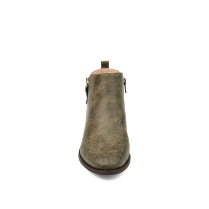 Journee ELLIS ZIP UP VEGAN LEATHER BOOTIES IN WIDE - Olive