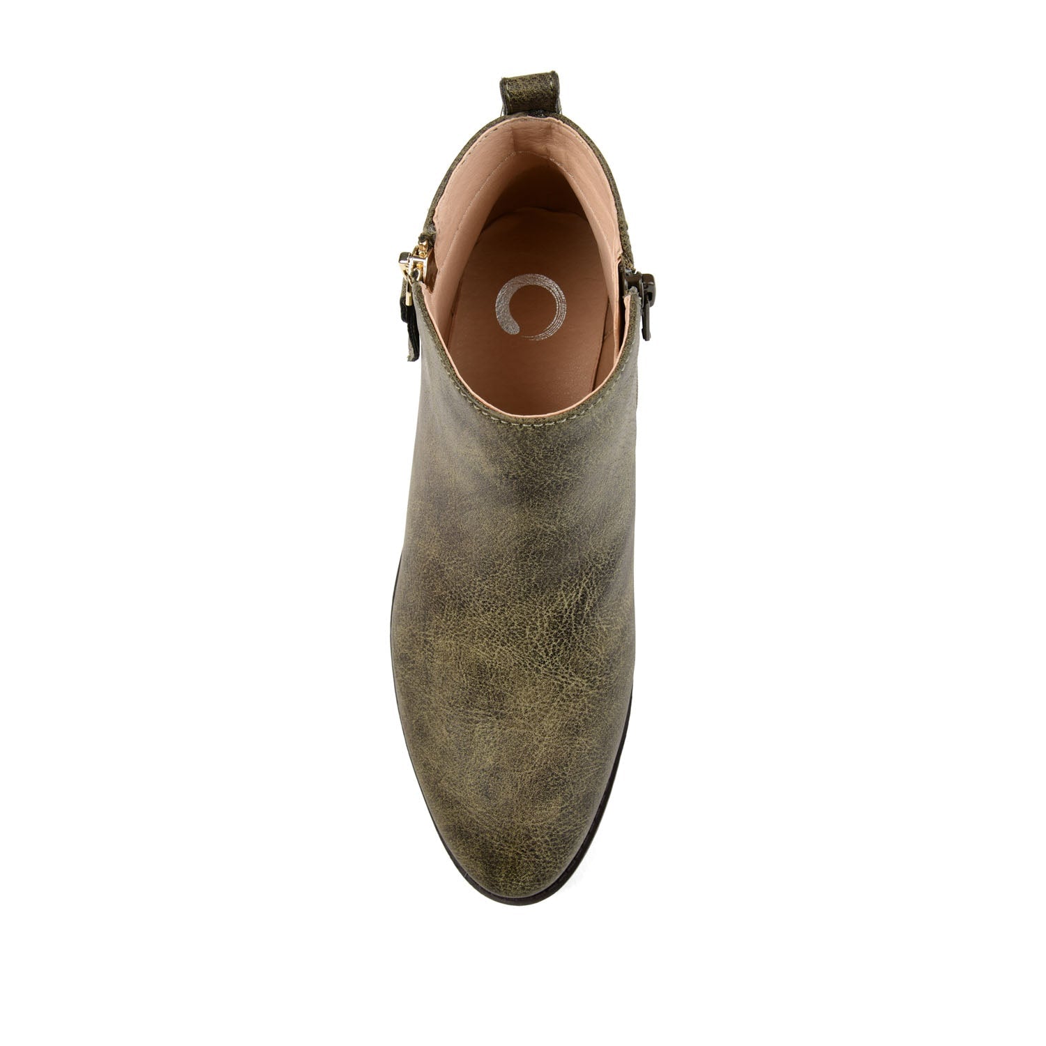 Journee ELLIS ZIP UP VEGAN LEATHER BOOTIES IN WIDE - Olive