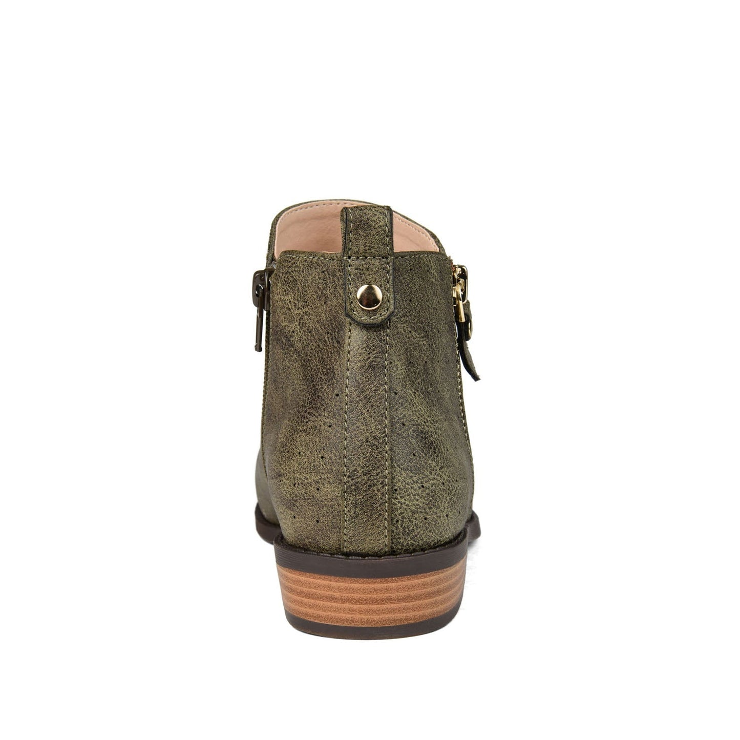 Journee ELLIS ZIP UP VEGAN LEATHER BOOTIES IN WIDE - Olive