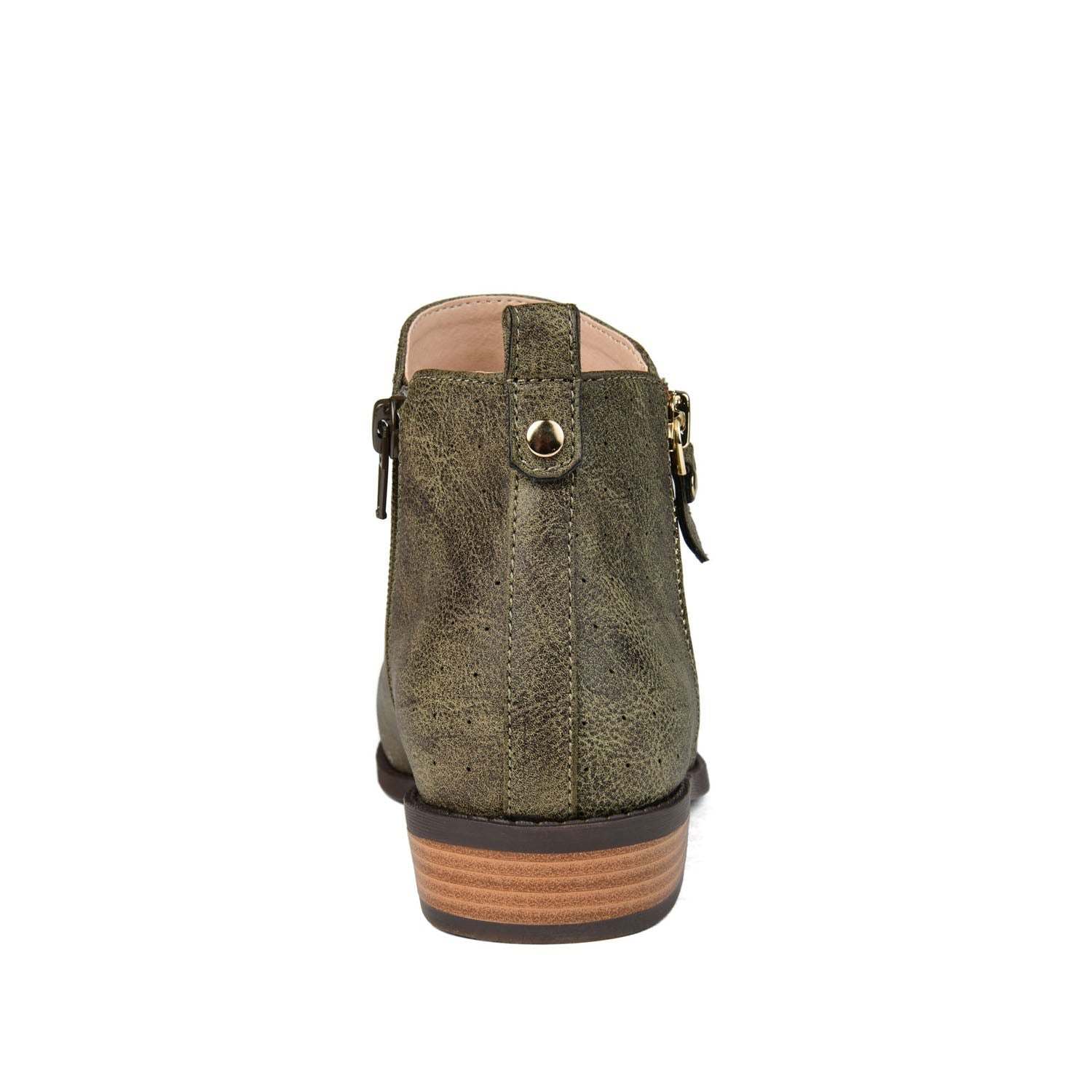 Journee ELLIS ZIP UP VEGAN LEATHER BOOTIES IN WIDE - Olive