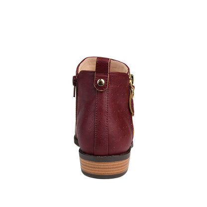 Journee ELLIS ZIP UP VEGAN LEATHER BOOTIES IN WIDE - Wine