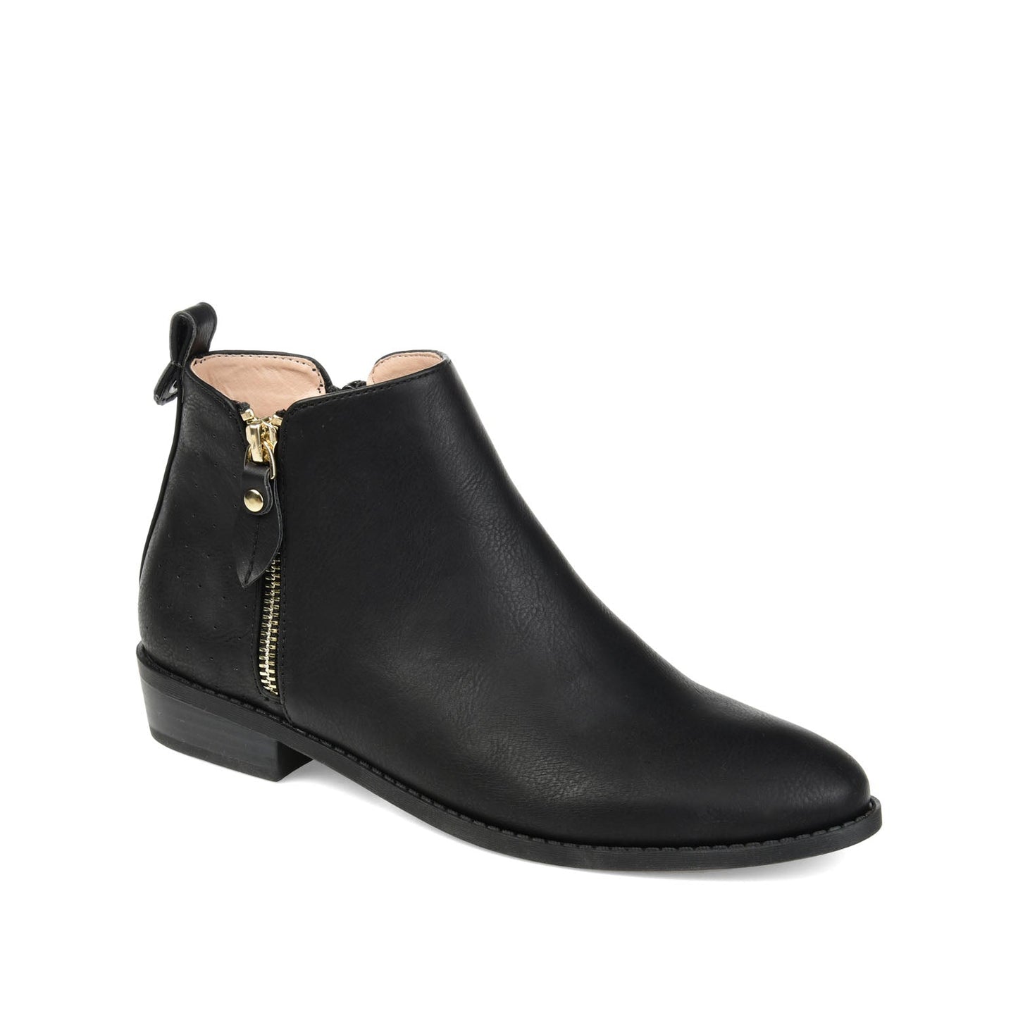 Journee ELLIS ZIP UP VEGAN LEATHER BOOTIES IN WIDE - Black