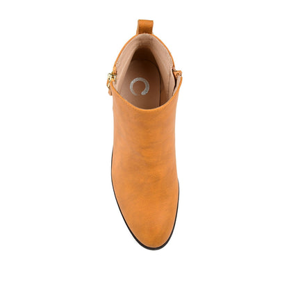 Journee ELLIS ZIP UP VEGAN LEATHER BOOTIES IN WIDE - Mustard