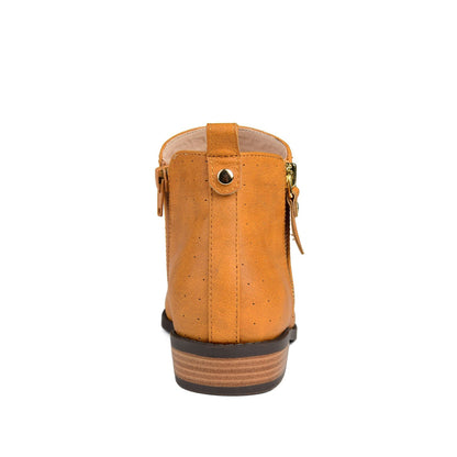 Journee ELLIS ZIP UP VEGAN LEATHER BOOTIES IN WIDE - Mustard