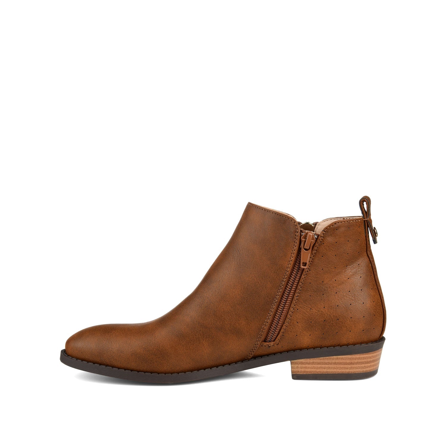 Journee ELLIS ZIP UP VEGAN LEATHER BOOTIES IN WIDE - Brown