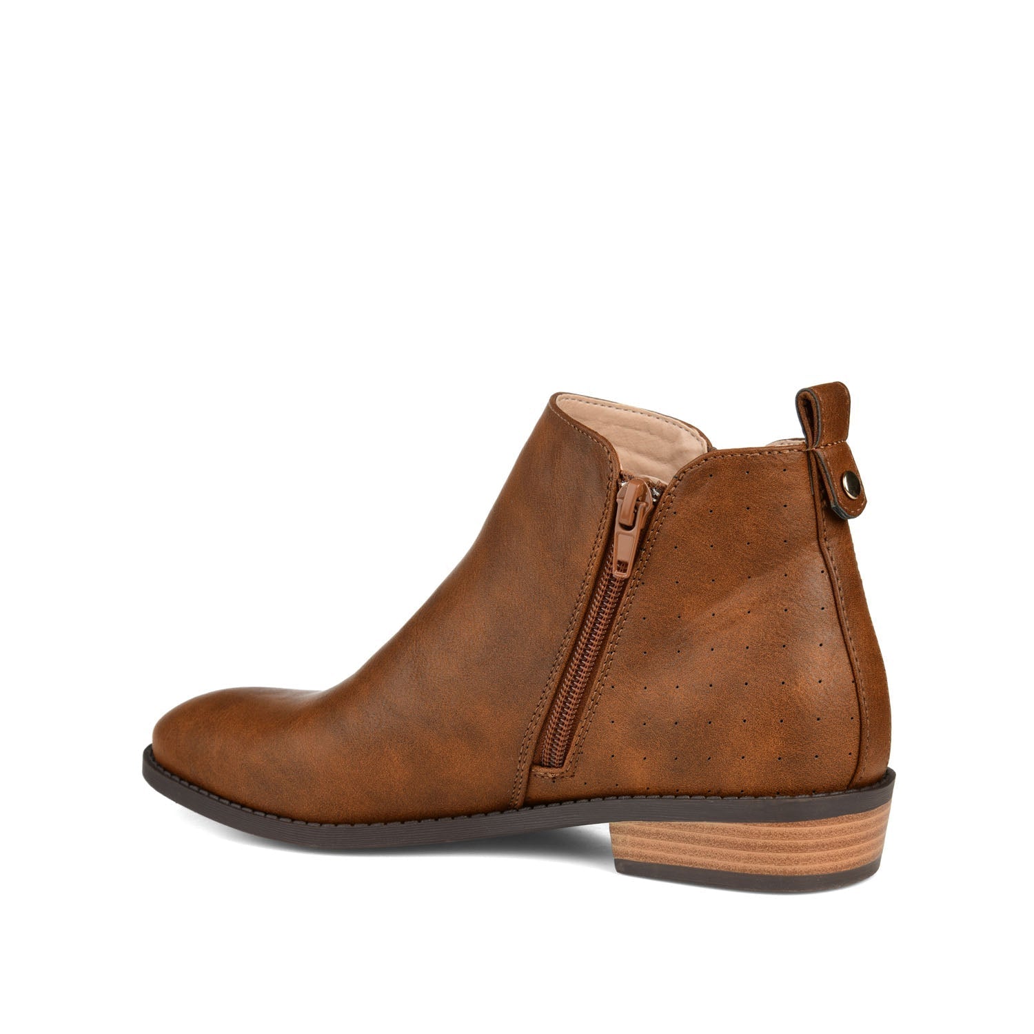 Journee ELLIS ZIP UP VEGAN LEATHER BOOTIES IN WIDE - Brown