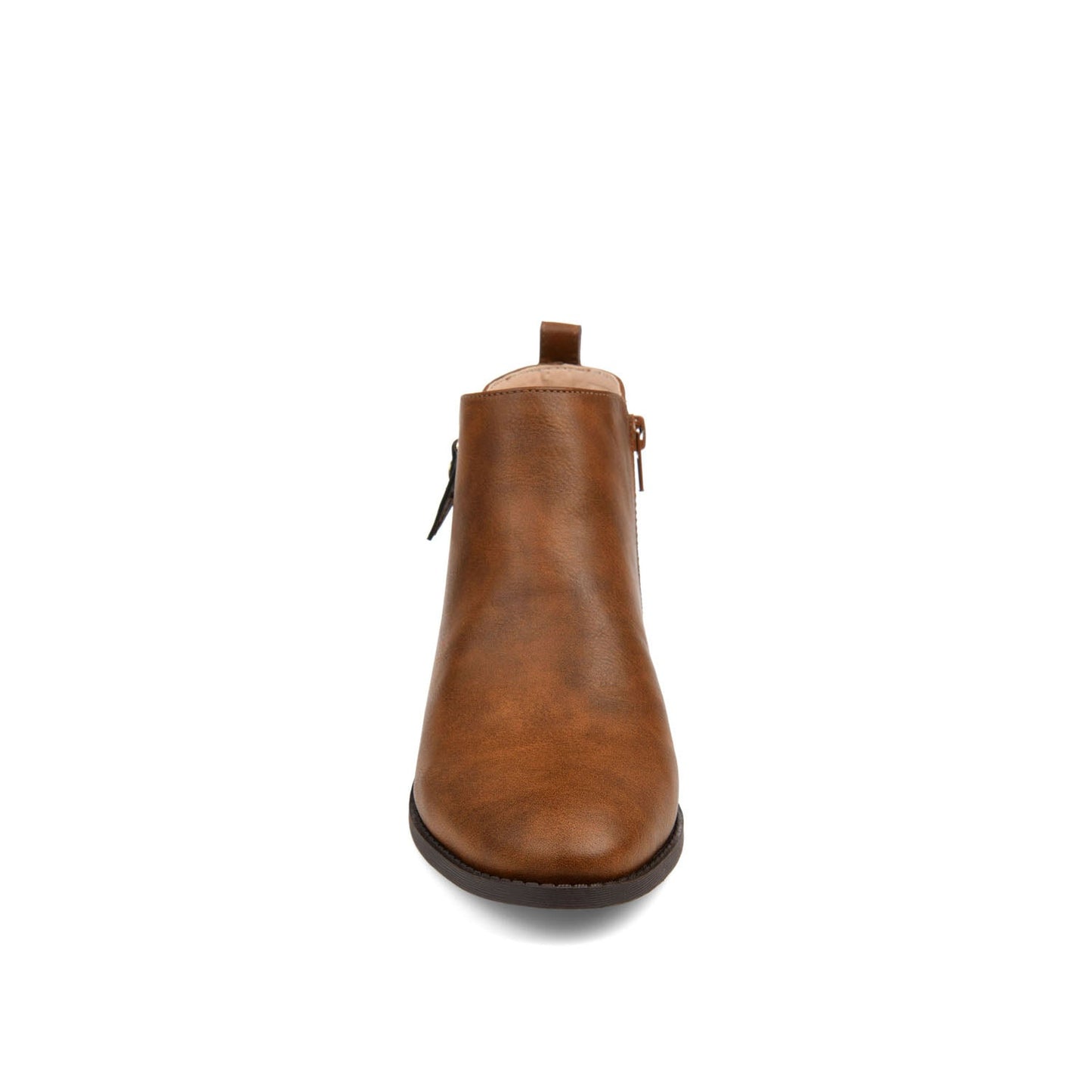Journee ELLIS ZIP UP VEGAN LEATHER BOOTIES IN WIDE - Brown