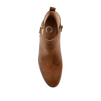 Journee ELLIS ZIP UP VEGAN LEATHER BOOTIES IN WIDE - Brown