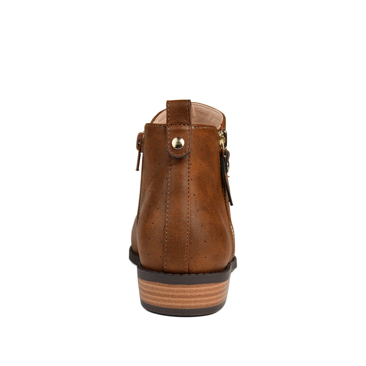Journee ELLIS ZIP UP VEGAN LEATHER BOOTIES IN WIDE - Brown