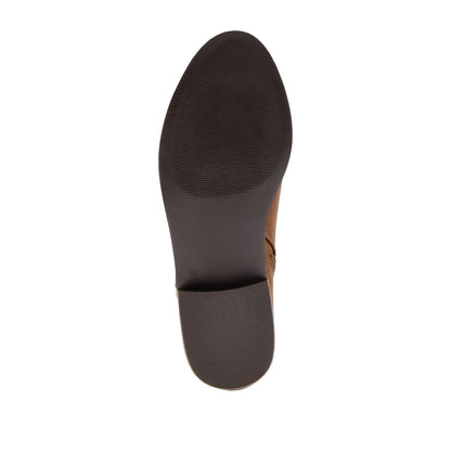 Journee ELLIS ZIP UP VEGAN LEATHER BOOTIES IN WIDE - Brown