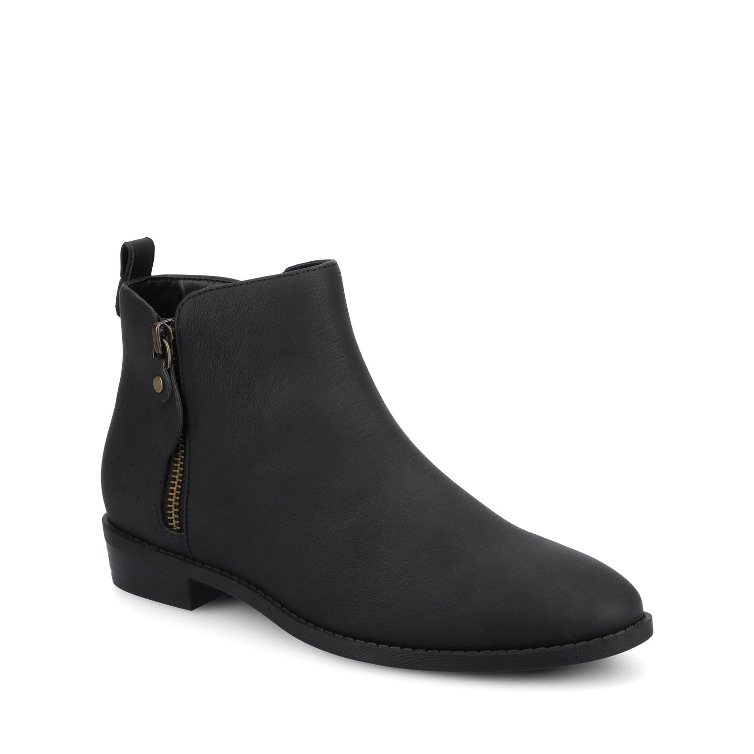 Journee ELLIS ZIP UP VEGAN LEATHER BOOTIES IN WIDE - Vintage Black