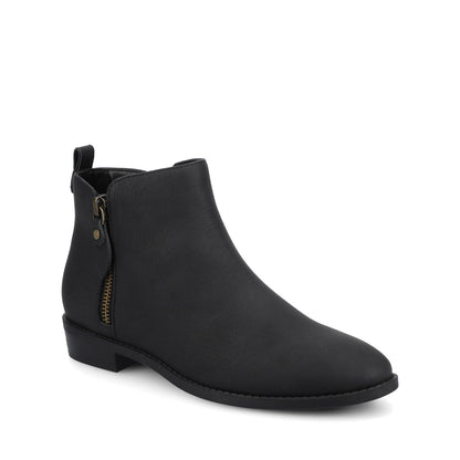 Journee ELLIS ZIP UP VEGAN LEATHER BOOTIES IN WIDE - Vintage Black